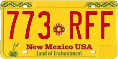 NM license plate 773RFF