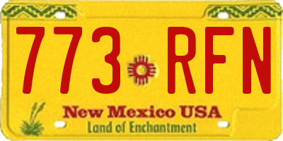 NM license plate 773RFN