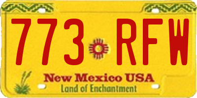 NM license plate 773RFW