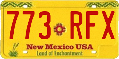 NM license plate 773RFX