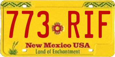 NM license plate 773RIF
