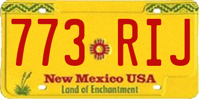 NM license plate 773RIJ