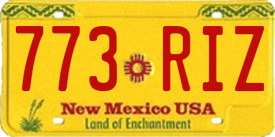 NM license plate 773RIZ