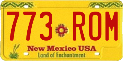 NM license plate 773ROM