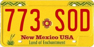 NM license plate 773SOD