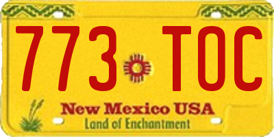 NM license plate 773TOC