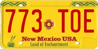 NM license plate 773TOE