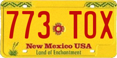 NM license plate 773TOX