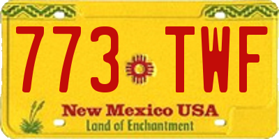 NM license plate 773TWF