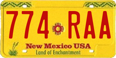 NM license plate 774RAA
