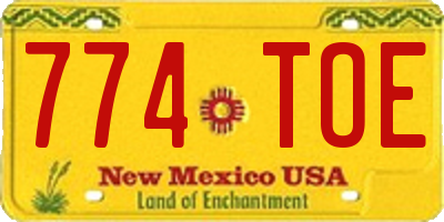 NM license plate 774TOE