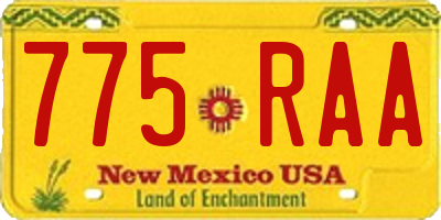 NM license plate 775RAA
