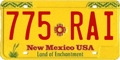 NM license plate 775RAI