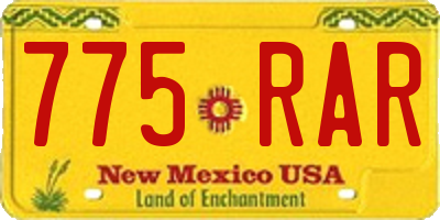 NM license plate 775RAR
