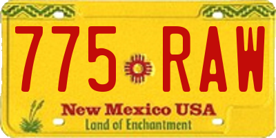 NM license plate 775RAW