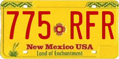 NM license plate 775RFR