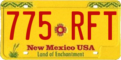NM license plate 775RFT