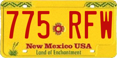NM license plate 775RFW