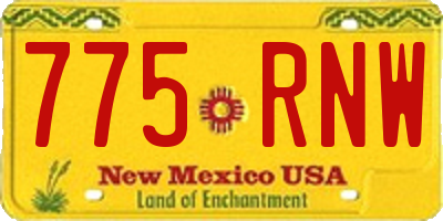 NM license plate 775RNW