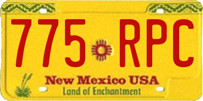 NM license plate 775RPC