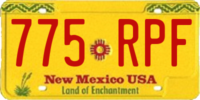 NM license plate 775RPF