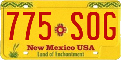 NM license plate 775SOG