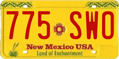 NM license plate 775SWO