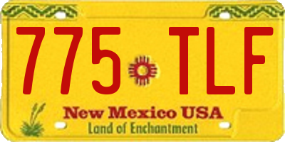 NM license plate 775TLF