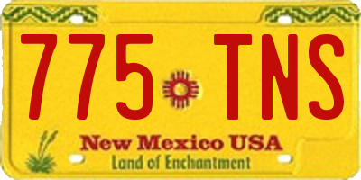 NM license plate 775TNS