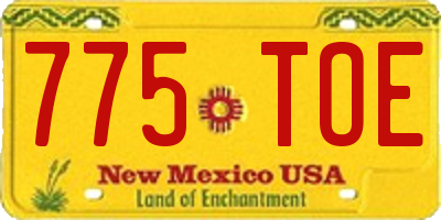 NM license plate 775TOE