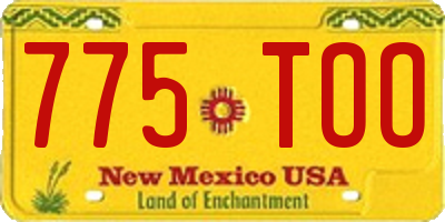 NM license plate 775TOO