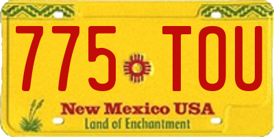 NM license plate 775TOU