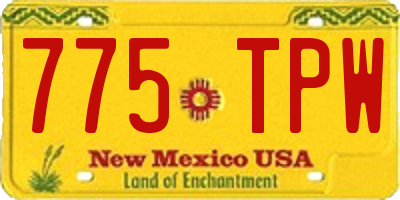 NM license plate 775TPW