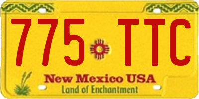 NM license plate 775TTC