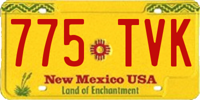 NM license plate 775TVK