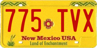 NM license plate 775TVX