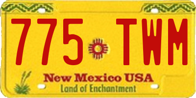 NM license plate 775TWM