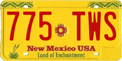 NM license plate 775TWS