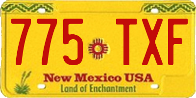 NM license plate 775TXF