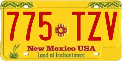 NM license plate 775TZV