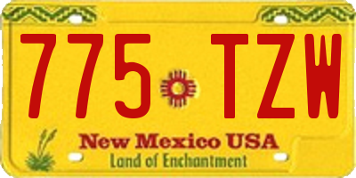 NM license plate 775TZW