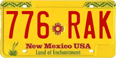 NM license plate 776RAK