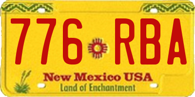 NM license plate 776RBA