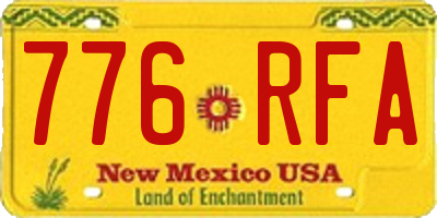 NM license plate 776RFA