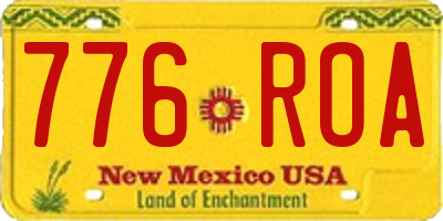 NM license plate 776ROA