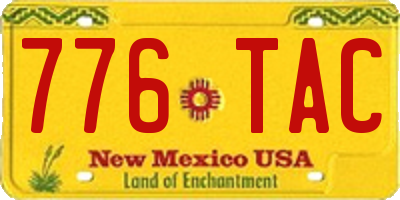 NM license plate 776TAC