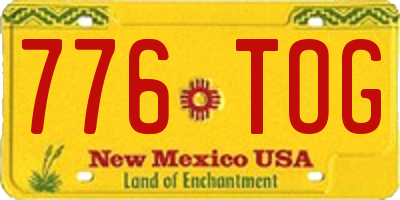 NM license plate 776TOG