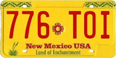 NM license plate 776TOI