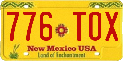 NM license plate 776TOX