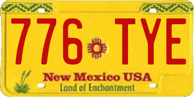 NM license plate 776TYE